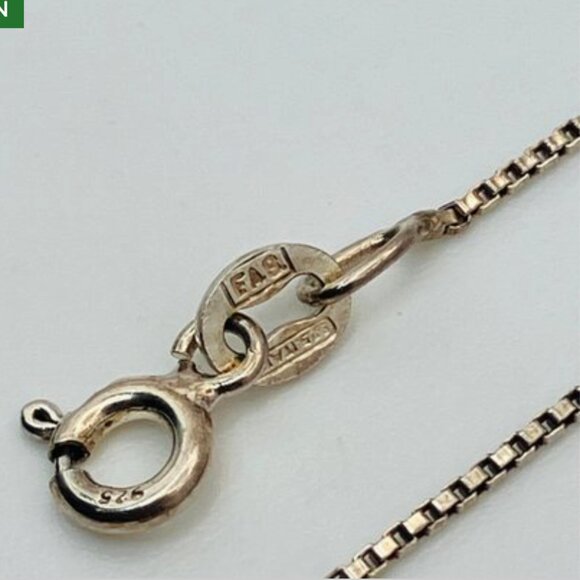 Sterling Silver Box Chain Necklace with Wishbone Pendant - Picture 8 of 8